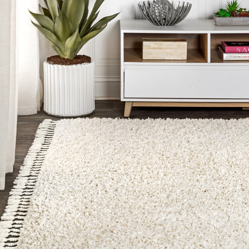 Tapis crème à poils longs Felicdad, Rectangle 3 pi 1 po x 5 pi