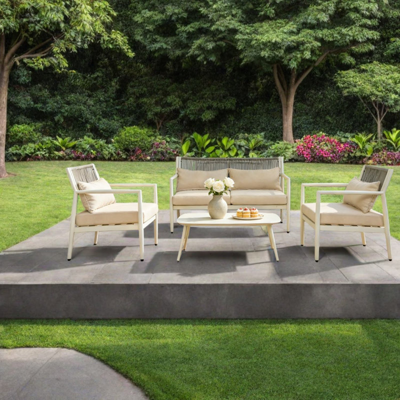 Comfortable Patio Sofas, Metal Rope Modern Set For Porch Backyard