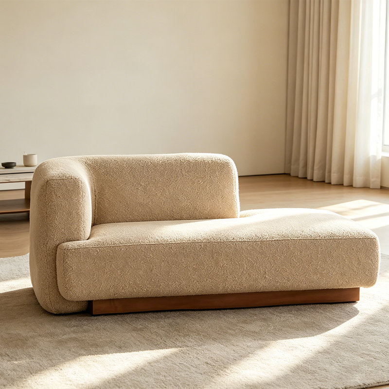 Chaise longue minimaliste moderne en bois massif et tissu pour chambre et salon