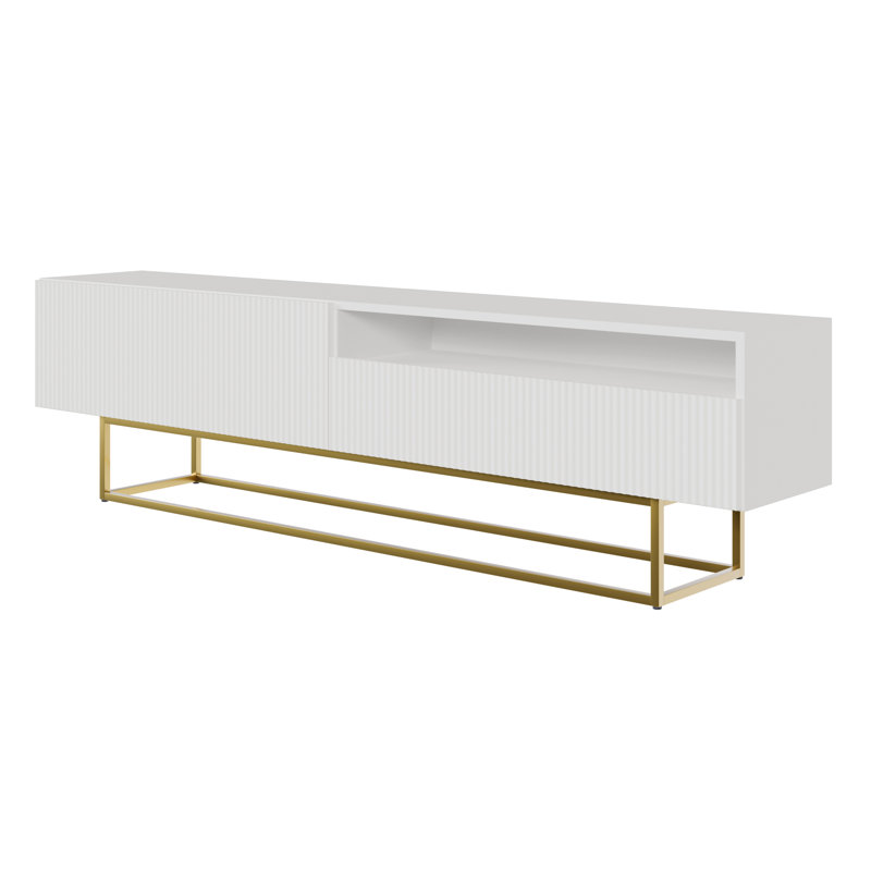 Dikomo Unfinished TV Stand for TVs up to 75, White