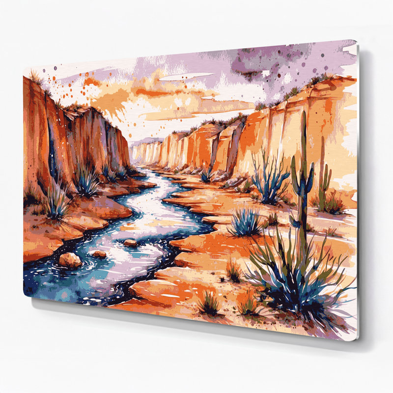 Art mural en métal beige du sud-ouest, Arroyo Stream 96, H 12 po x l 18 po