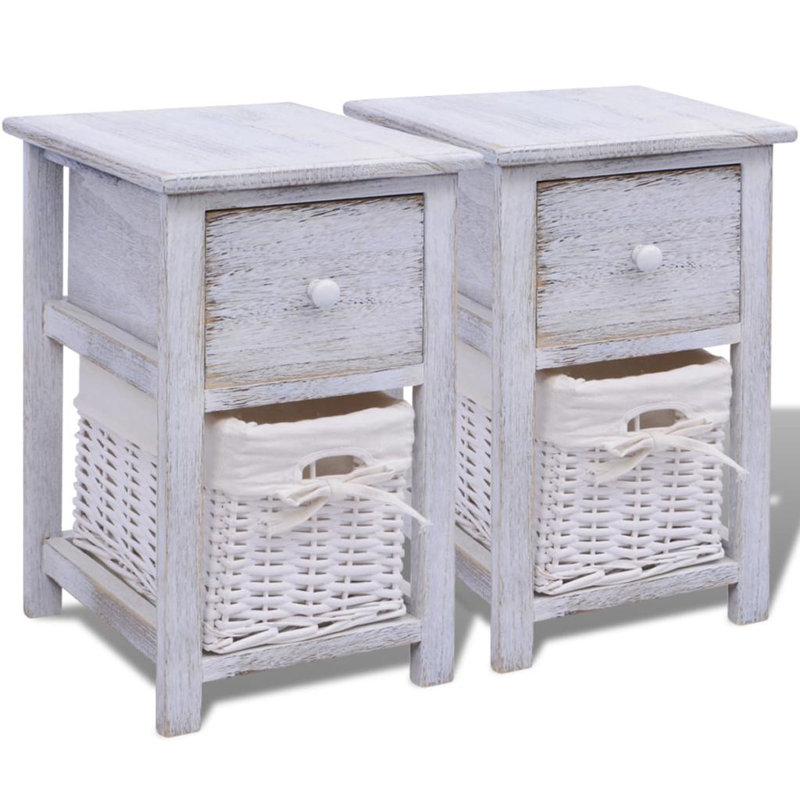 Bridgeview 28cm W Wood Bedside Table, White