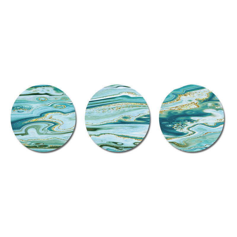 Ensemble de 3 décorations murales en métal Ocean Marble