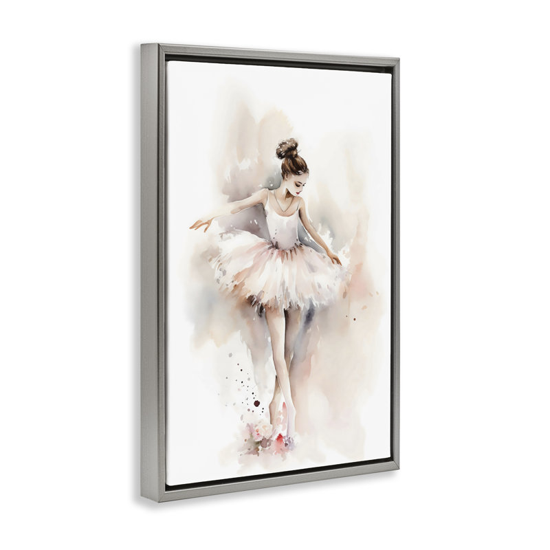 Cadre flottant Watercolor Dancer, par Creative Studio, H 25 po x l 17 po, Cadre flottant gris lustré