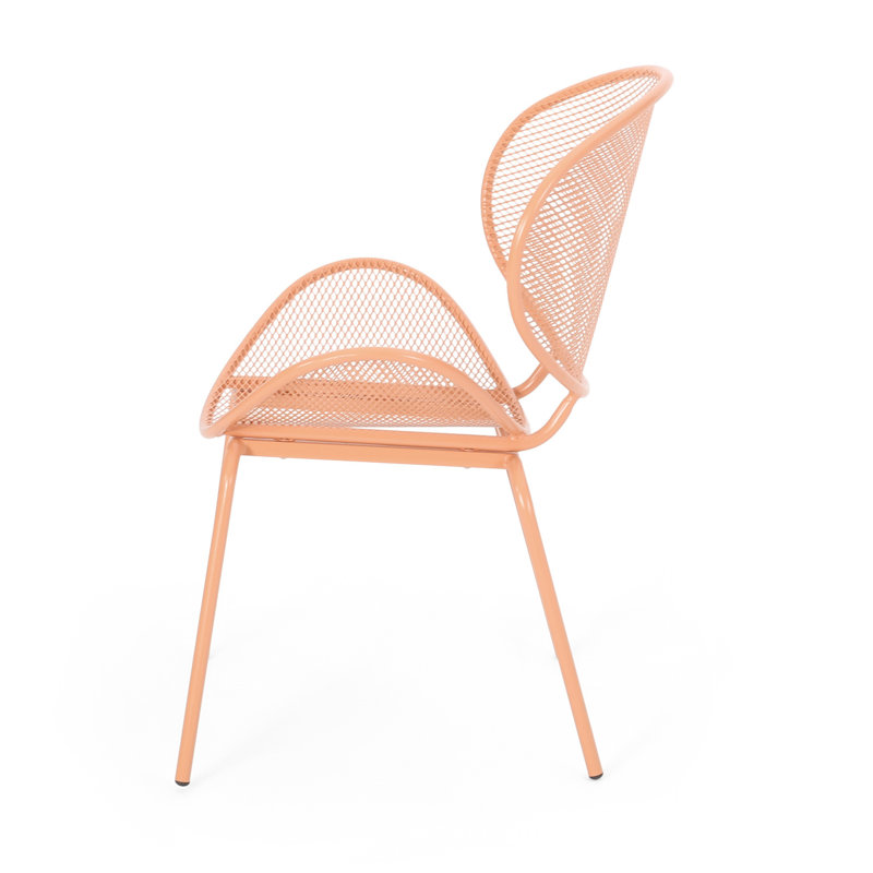 Ensemble de 2 chaises d'extérieur Elie, dossier courbé et cadre en fer orange