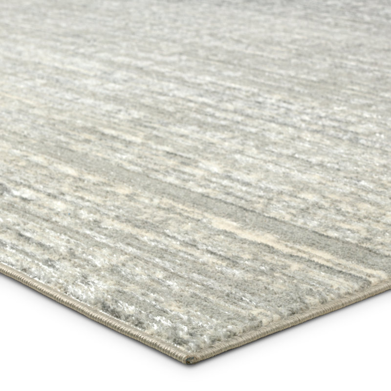 Tapis gris abstrait tissé à la machine Label J, Rectangle 4 pi 3 po x 5 pi 11 po