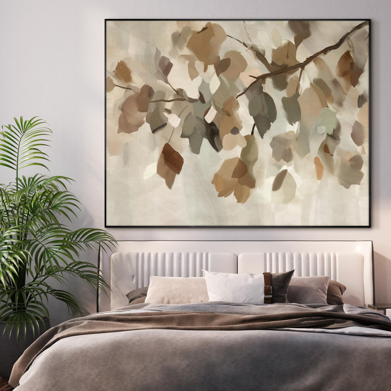Neutral Leaf Botanical Painting Illustrations Extra Large Framed Wall Art Print Decor (Frame Assembly Required)