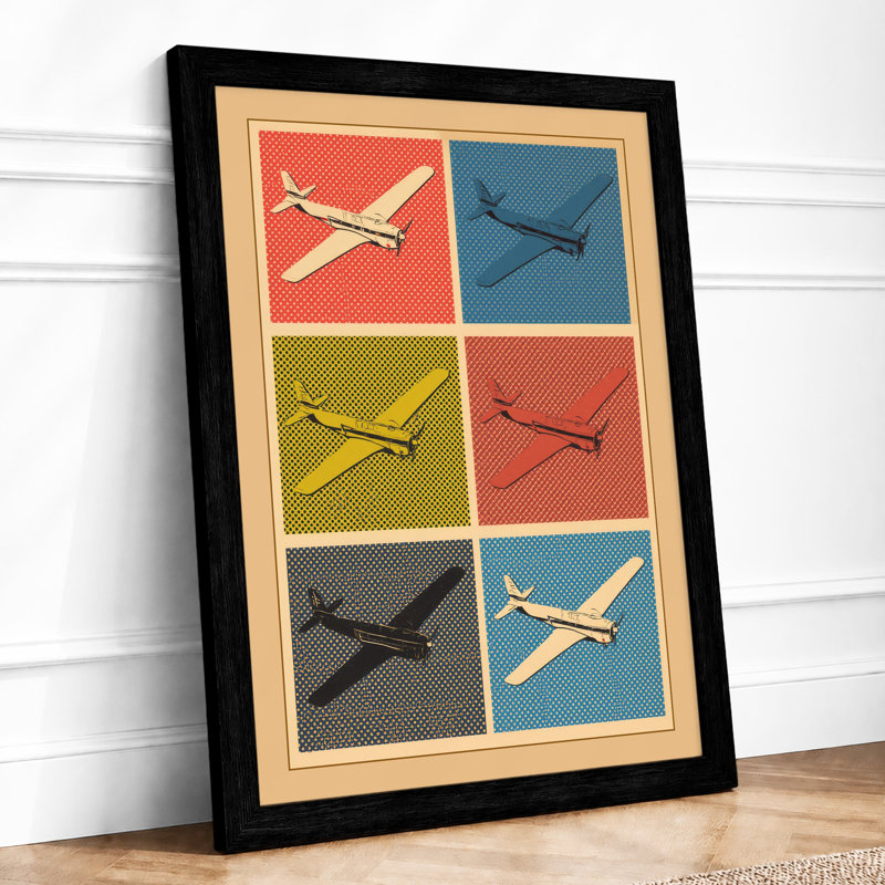 Glider Squadron Mid-Century - Framed Print, A4 - 29.7 x 21.0 cm, Black