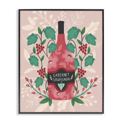  Classic Floral Wine Bottle Framed Giclee Art by Louise Allen Designs