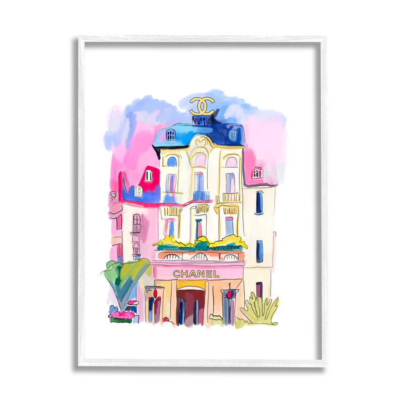 Glam Shop Building par Amelia Noyes, H 14 po x l 11 po x P 1,5 po, Giclée encadrée blanc bord de mer