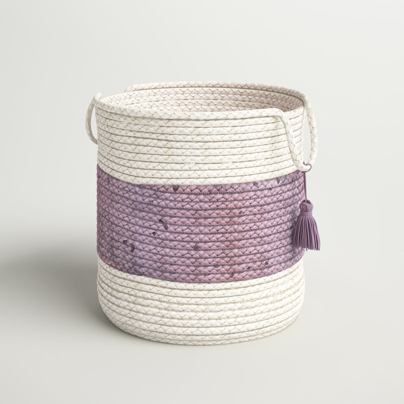 Panier de rangement tressé en jute naturelle, H 19 po x l 19 po x P 19 po, Bleu clair