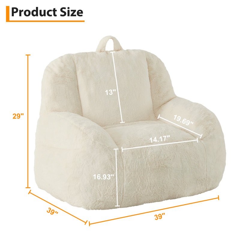 Large Bean Bag Sofa Chair for Adults & Teens, Soft Filled Floor Lounger for Living Room, Bedroom or Game Room, Beige, Beige