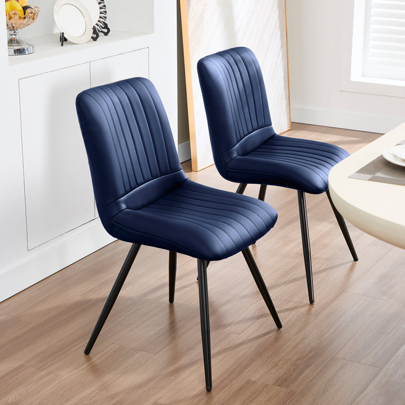 Chaise rembourrée en similicuir, Bleu