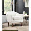 Chaise rembourrée de style Mid-Century moderne, chenille blanche, bois massif avec pieds, structure texturée avec revêtement amovible, finition des pieds bruns