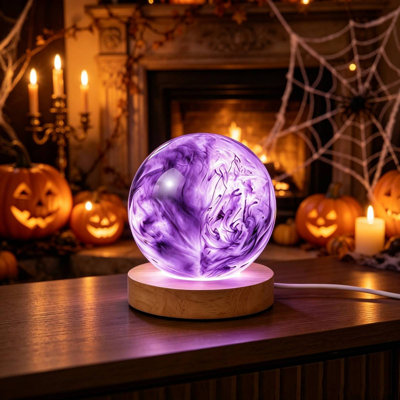 Décoration d'Halloween, décoration festive pour la maison, veilleuse lumineuse multicolore en résine