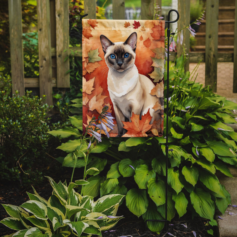 Chat en feuilles d'automne drapeau de jardin, Colorpoint Shorthair