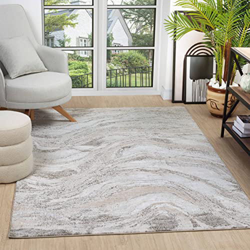TAPIS DE GLOIREModerneRésuméAreaRugCreamGoldFaded, Rectangle 4 pi 11 po x 7 pi