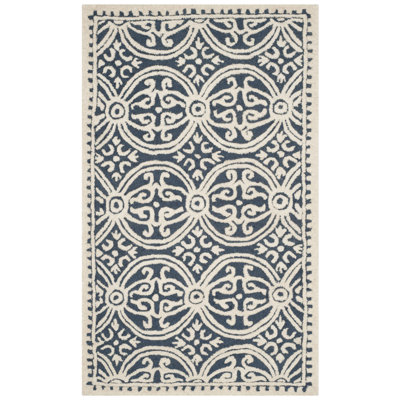Tapis géométrique en laine touffeté à la main Sadik