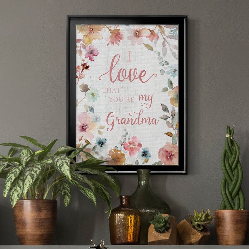 «Love Grandma», art textuel sur toile, Noir, H 18,5 po x l 24,5 po x P 1,5 po