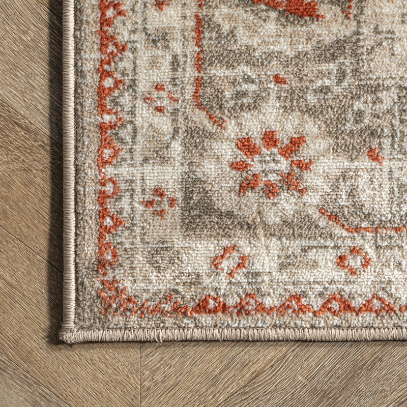 Tapis oriental beige / gris / orange Eloise, Rectangle 5 pi x 8 pi