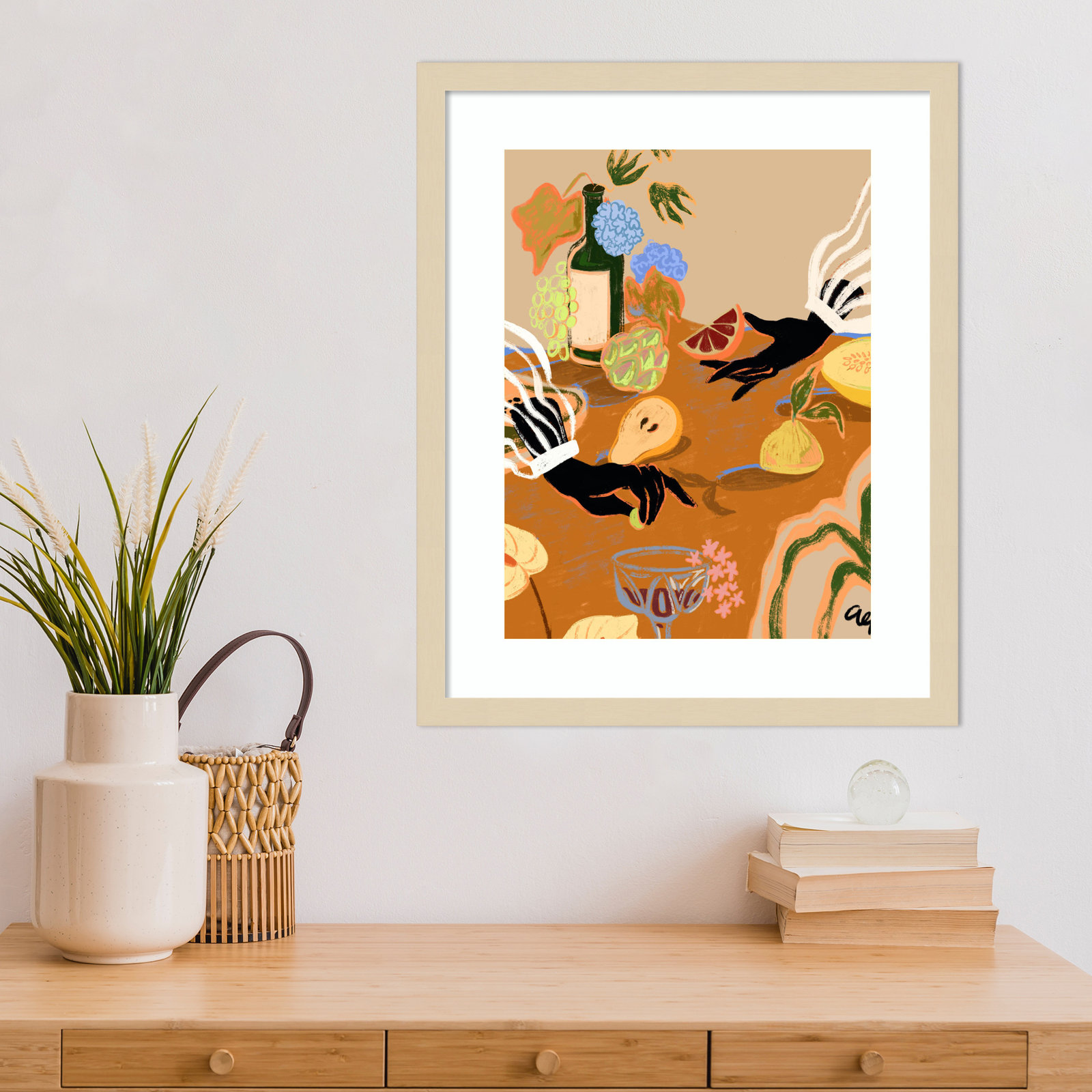 Oberon "Handful of Love (Fruit)" Print, Brown, 21" H x 17" W