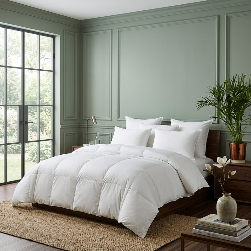 Édredon en duvet d'oie blanche hongrois de luxe 750 avec couche de coton biologique Tencel 300T - super très grand