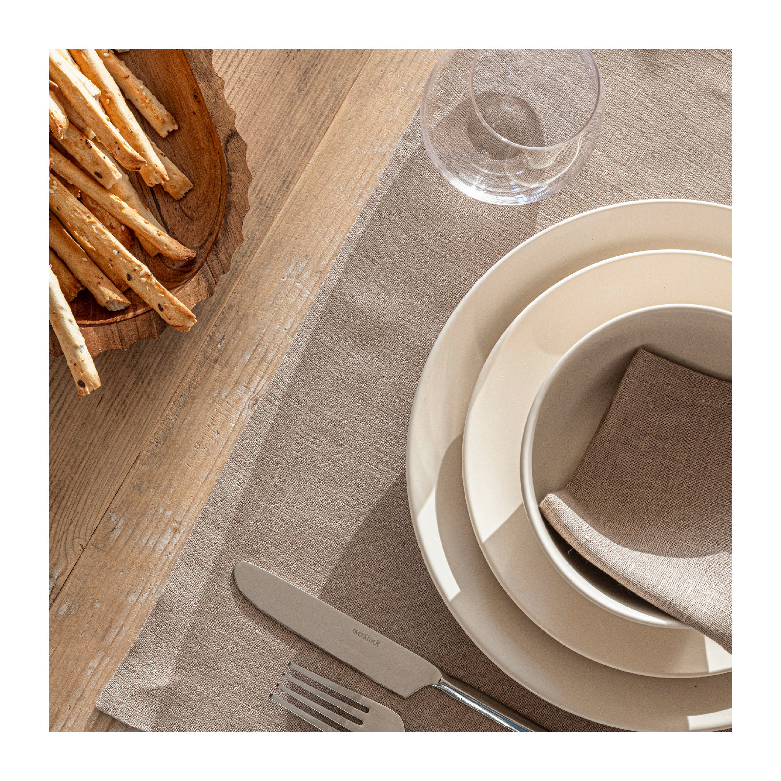 Over&Back 100% Linen Woven Placemats, Set of 4, Tan