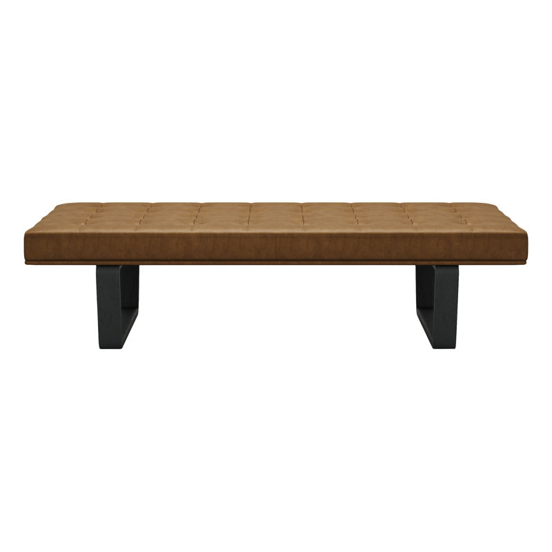 Charlton Upholstered Dining Bench, Aged Caramel Leather