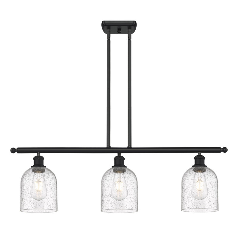 Luminaire suspendu pour îlot de cuisine 3 lumières Odaniel, Noir mat, Bullé