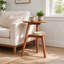 Table d'appoint ronde à 2 niveaux en bois massif avec tablette de rangement pour salon et chambre à coucher, couleur naturelle-335994129