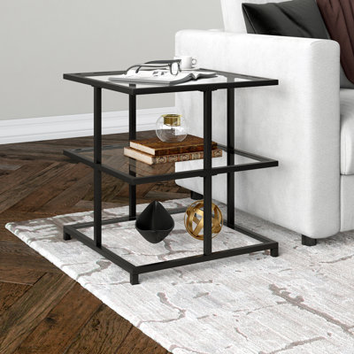 Table d'appoint carrée large en laiton Greenwich 22 po