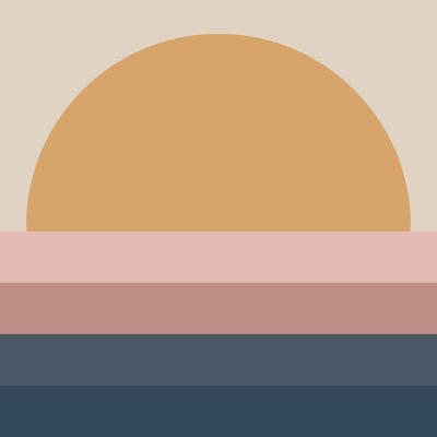 Minimal Retro Sunset Neutral by Colour Poems - Wrapped Canvas Print