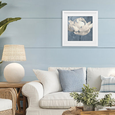 Gilded Blue Rose Framed Print Under Glass, design by Sophie 6