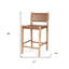 Chaise de bar 26 po en cuir naturel et brun avec dossier bas