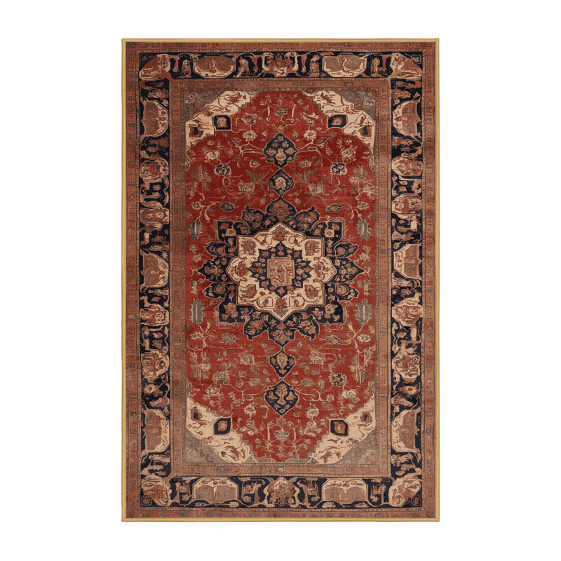 Machine Washable Persian Brown Area Rug, Runner 2' x 5'