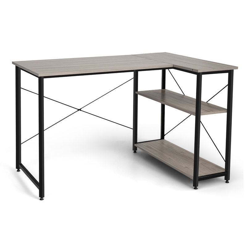 Ottman L-Shaped Steel Computer Desk, Gray/Black