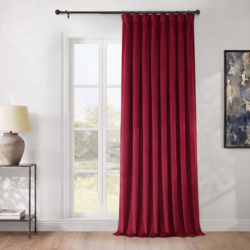 Rideaux en velours moelleux Matra pour chambre à coucher ‑ rideaux obscurcissants pour les fenêtres de salon, panneau simple