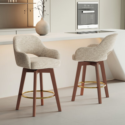 Tabouret de bar rotatif moderne avec accoudoirs et siège rembourré en tissu