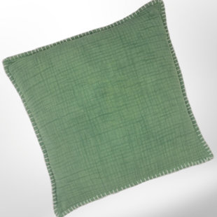 Ls Denim Wash Muslin 14X20 Pillow With Blanket Stitch- Viva Magenta