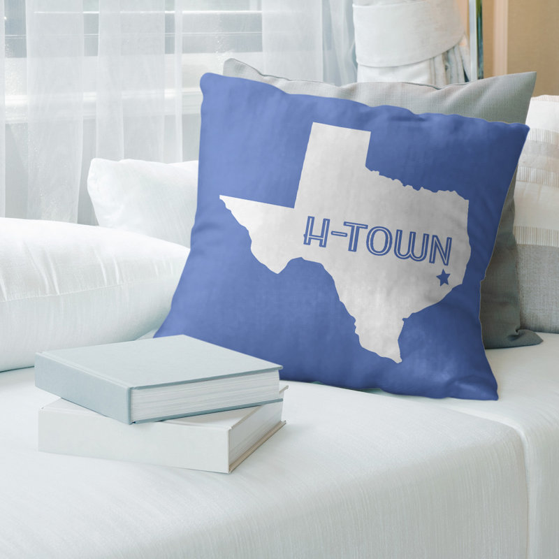 Coussin H-Town Texas, 20 po X 20 po, Bleu, Polyester/ Bourre en polyester