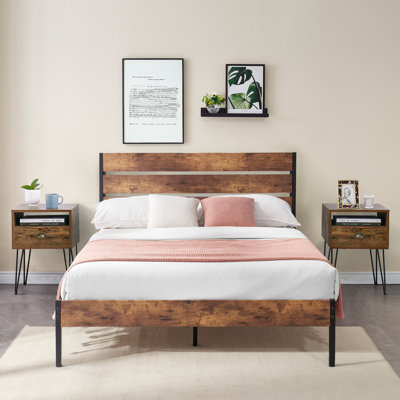 Ensemble de chambre à coucher avec lit plateforme 3 pièces Alicia