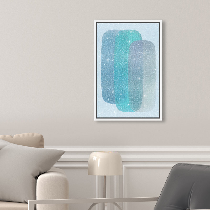 Teal Gradients Print by Oliver Gal, 16"H x 11"W, White Floater Frame