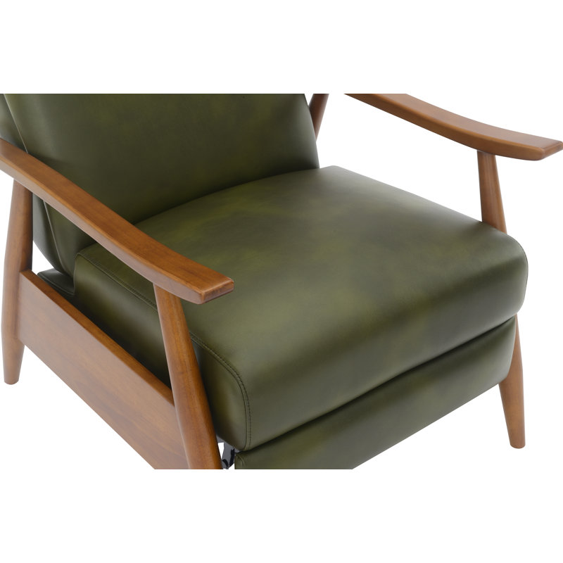 Fauteuil inclinable avec accoudoirs en bois Imona - vert fougère - ensemble de 2, Green Faux Leather