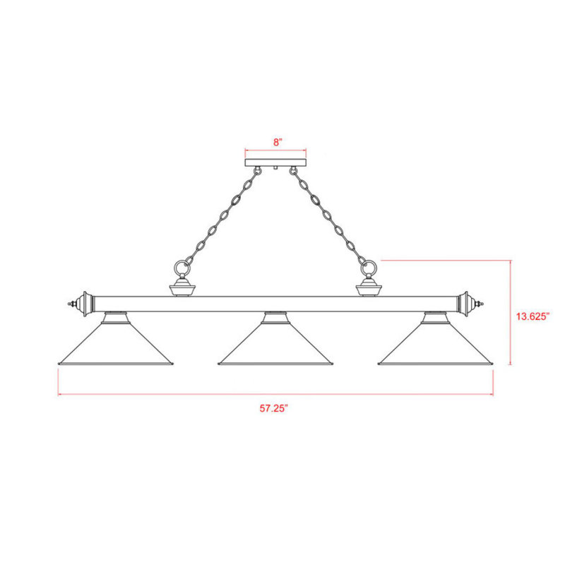 Annaleisa 3 - Light Pool Table Lights Pendant, Matte Opal