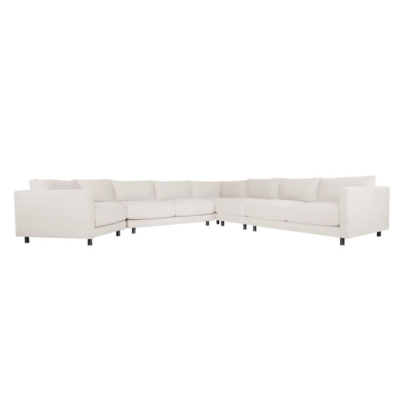 Avanni Patio Sectional with Sunbrella Cushions, Matte Black, White Slub 6049-000