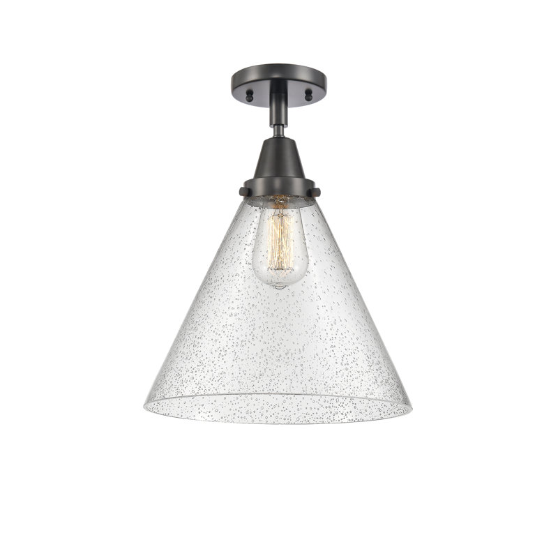 Plafonnier en verre, Ampoule non incluse, Oui, Noir mat