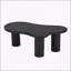 Table basse de 44 po x 25,9 po à assemblage facile avec plateau de 1,5 po d'épaisseur, table de bout irrégulière de style crème avec 3 pieds robustes, table centrale élégante avec bord rond pour le salon-566848990