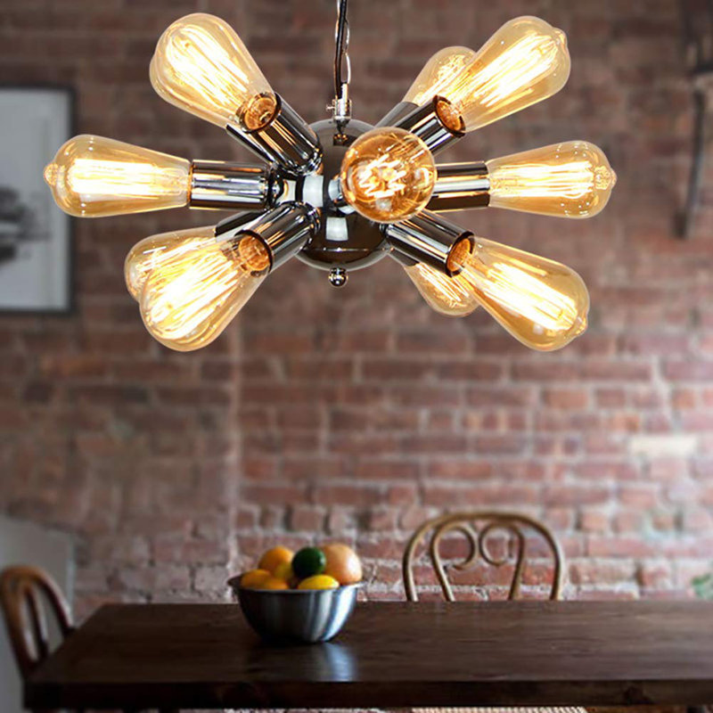 Luminaire suspendu unique à 12 lumières, Chrome