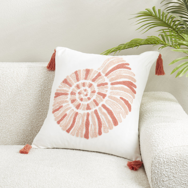 Housse de coussin charme coquillage brodé, Sans insert de coussin