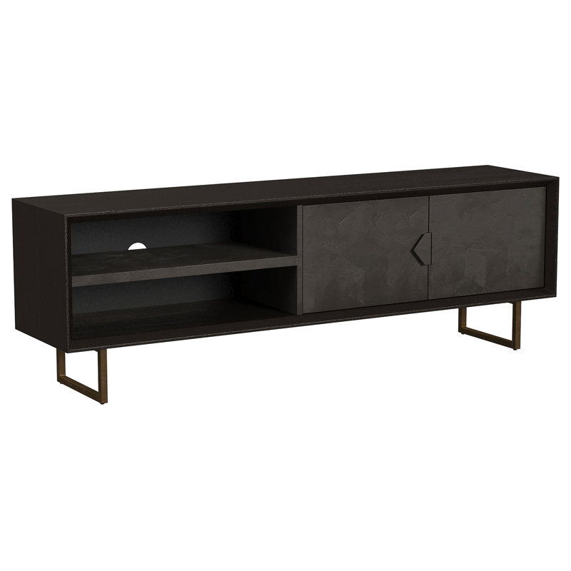 Manaya Charcoal Black 2-Door TV Stand